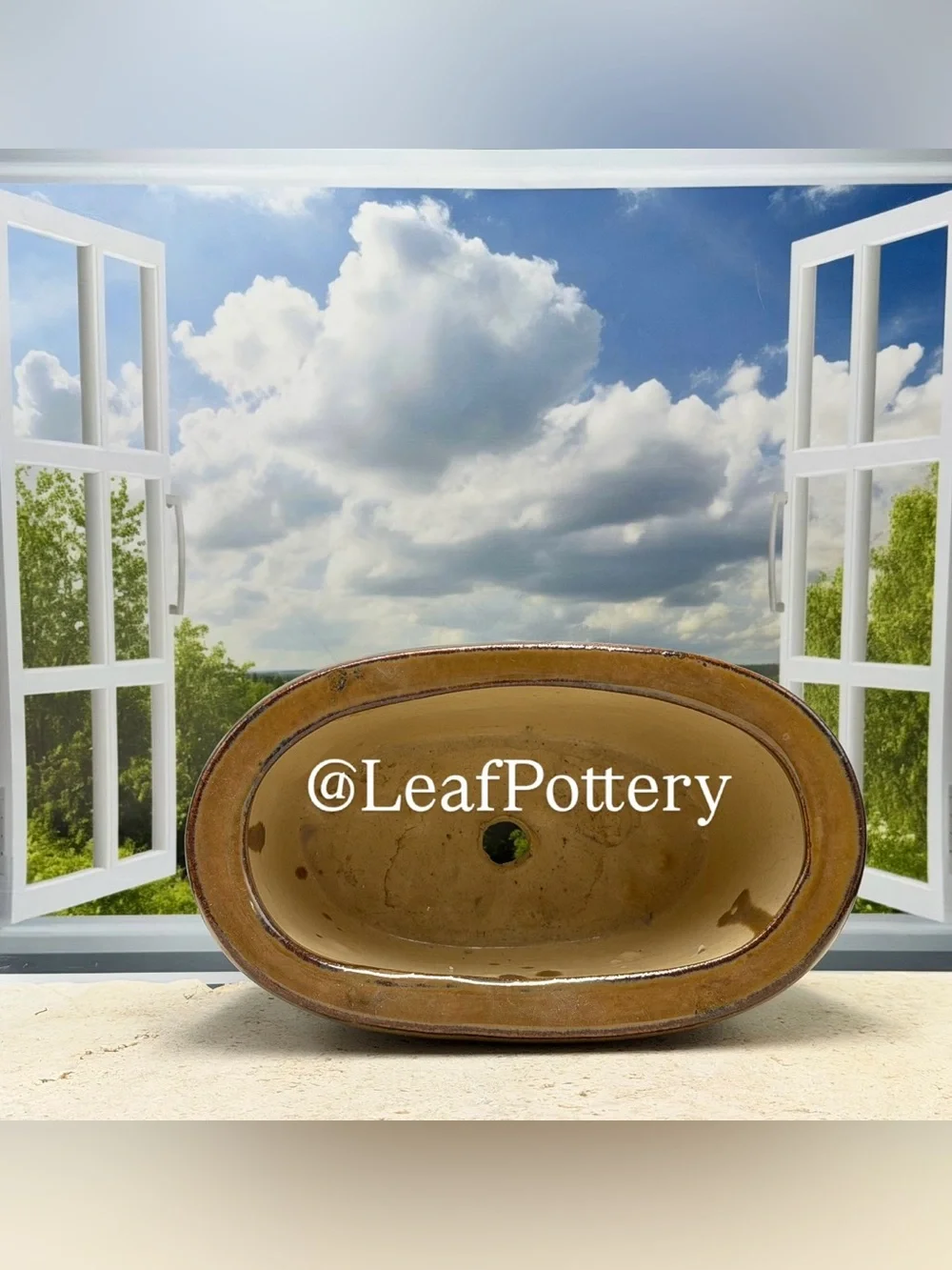 Brown Ceramic Oval Planter with Drainage Hole | Speckled Brown Pottery Plant Pot